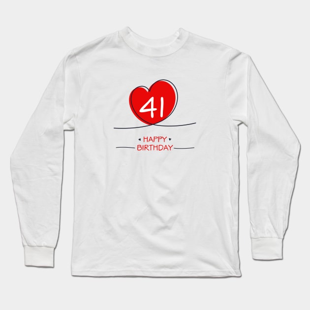 Happy 41th Birthday Design. Long Sleeve T-Shirt by khaled